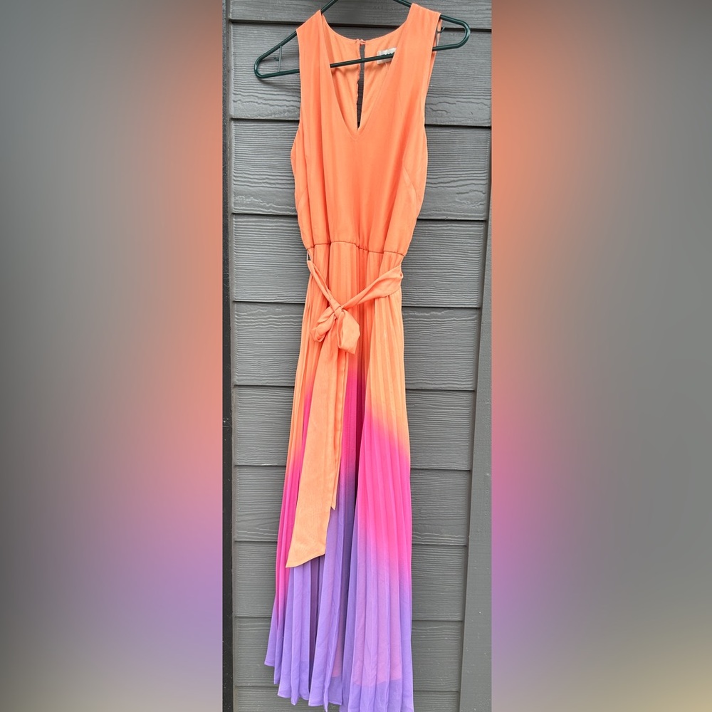 Taylor Orange and Pink Sleeveless Maxi Dress